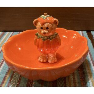 Papel Giftware Teddy Bear‎ Pumpkin Halloween Holiday Candy Serving Dish